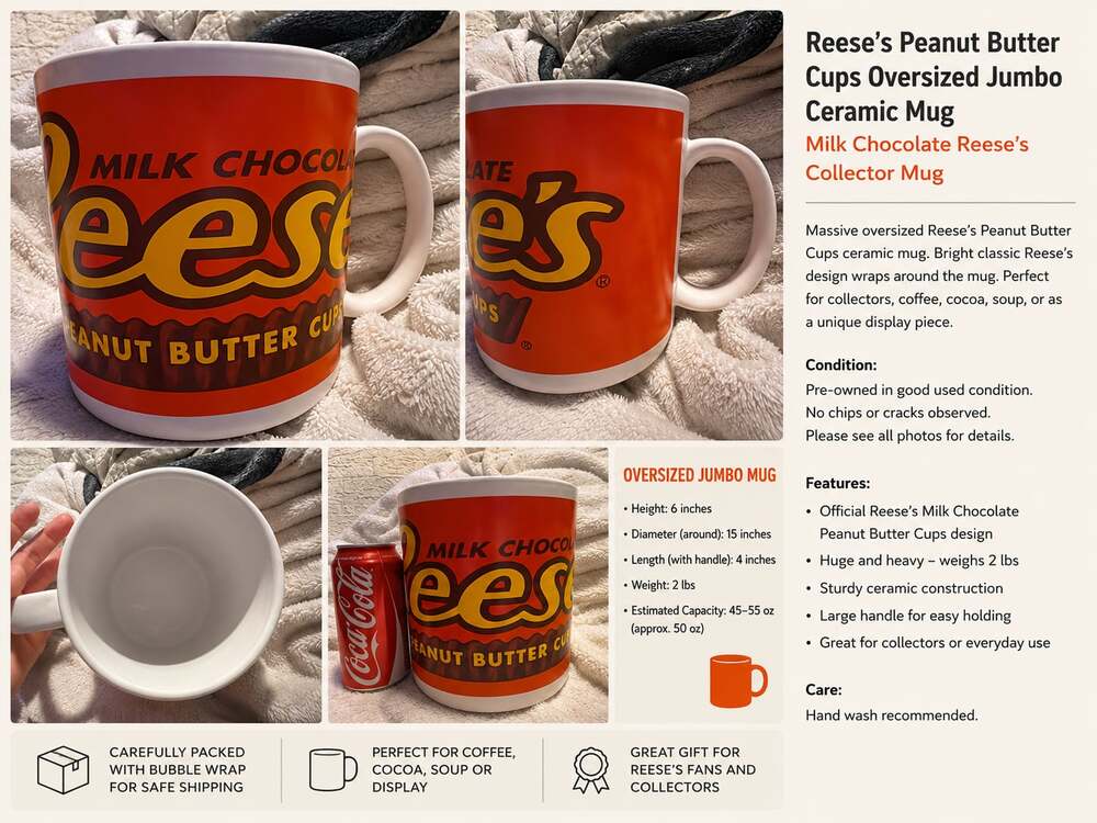 REESE'S Peanut Butter Cups Extra Large Coffee Tea Cup Mug